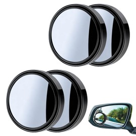 Specchietti Angolo Cieco Auto 4 Pezzi, Specchio Convesso Rotazione 360 Gradi, Design Sottile Senza Cornice con Vetro HD e Adesivo Impermeabile, per Retromarcia Cambio Corsia SUV Camion Camper