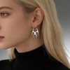 Sttiafay Punk Flame Hoop Earrings Silver Fire Flame Dangle Earrings