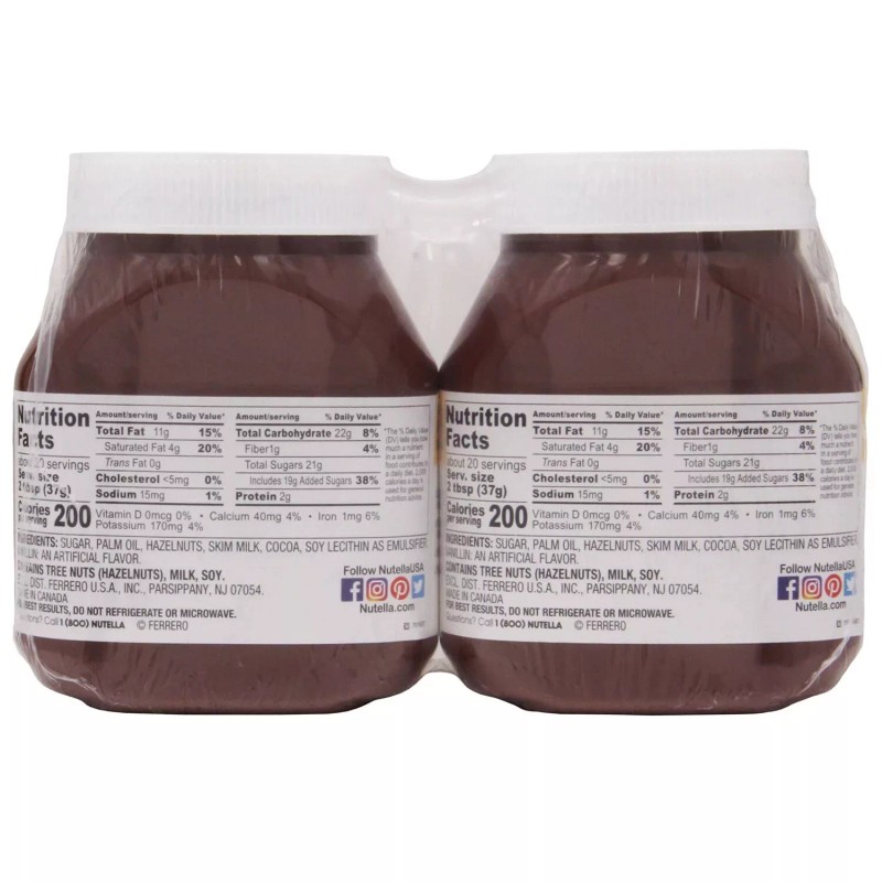 Nutella Hazelnut Spread With Skim Milk & Coco Twin Pack