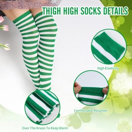 St. Patrick's Day Thigh High Socks Fingerless Gloves Set, Long Socks for Women Girls Arm Leg Warmer