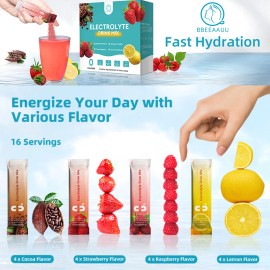 BEAU Electrolyte Drink Mix–Hydration 16 Packets with Vitamin Minerals Sugar Free