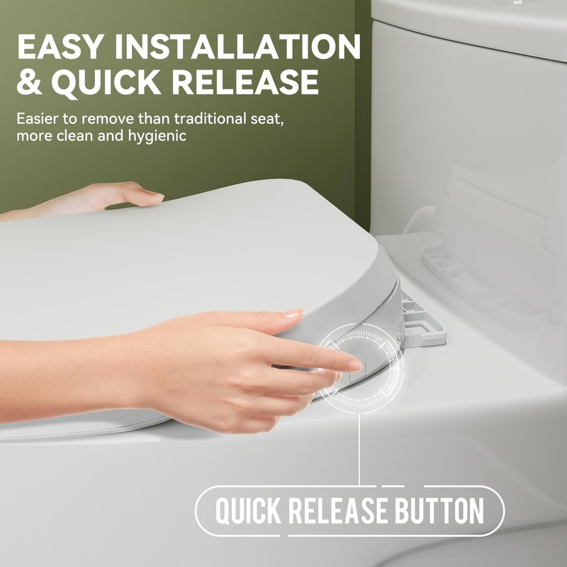 HOROW B0400 Elongated Bidet Toilet Seat, Non-Electric Bidet Toilet Attachment