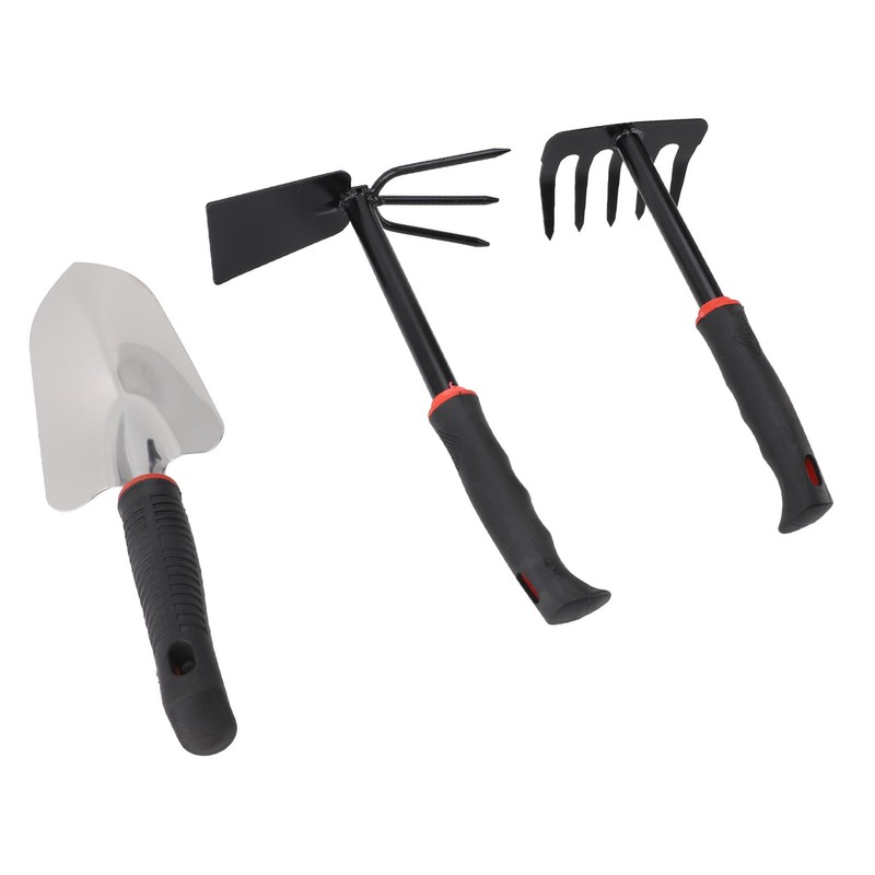 3PCS Garden Tool Set Iron Stainless Steel Five Teeth Rake