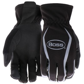BOSS Men's Multipurpose Task Synthetic Leather Palm Work Glove, High-Dexterity, Puncture Resistance, Touchscreen Technology, Black, X-Large, (B52031-XL)