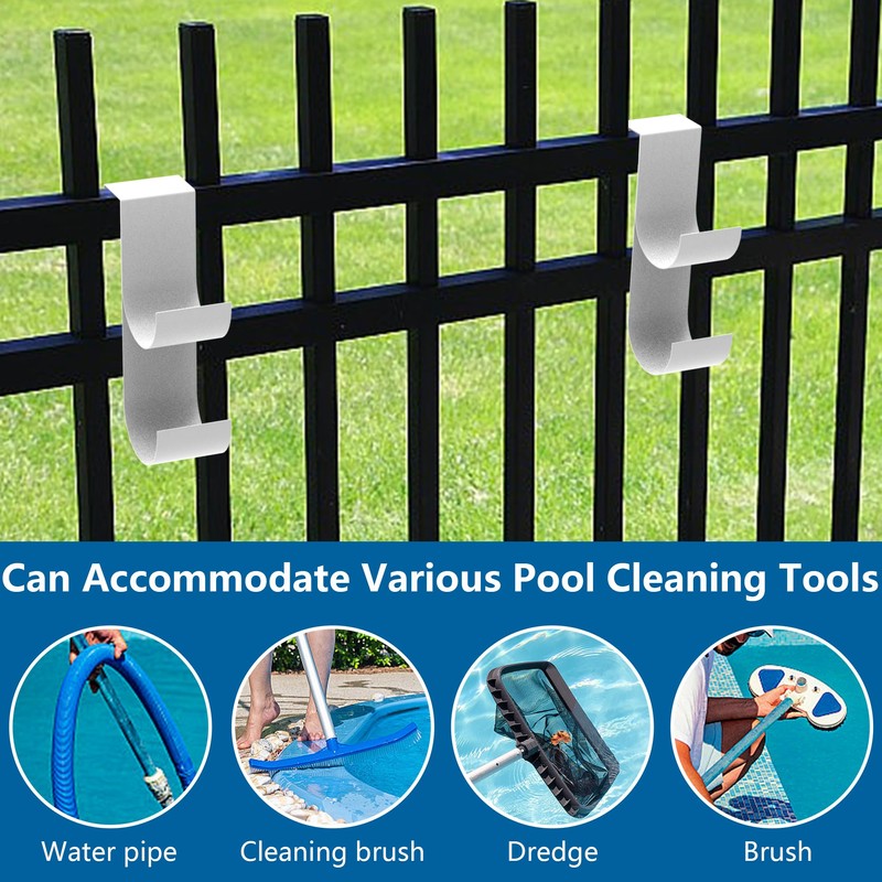 codree 2 PCS Pool Fence Hooks for Pool Equipment, White