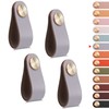 LEREATI 4 Pack Leather Drawer Pulls Gray Cabinet Handles Single
