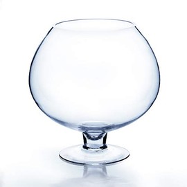 WGV Bowl Glass Vase, Diameter 8", Height 9", (Multiple Sizes Choices) Clear Floral with Stem, Planter Terrarium Jar for Wedding Event Home Decor, 1 Piece (VBW0909)
