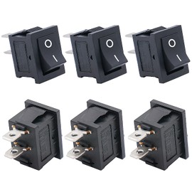 Twidec/6Pcs 12V On/Off Boat Rocker Switch AC 6A/250V 10A/125V SPST 2 Pin 2 Position Toggle Switch for Car Boat Automotive RV Black KCD1-1-101-6PCS