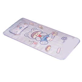 Baby Summer Sleeping Mat Cute Cartoon Pattern Soft Breathable Ice Silk Cool Bed Pad for Infant Room Purple Bear