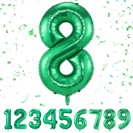 Number Balloons 8,Green Balloons 8 for Birhtday Party Decoration,40 Inch Giant Helium Foil Number Balloons for Boys Girls 8th Birthday Party Decor Anniversary Party Decorations Supplies