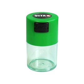 Vitavac - 5g to 20 grams Airtight Multi-Use Vacuum Seal Portable Storage Container for Dry Goods, Food, and Herbs - Green Clear