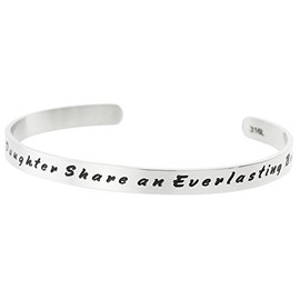 Qina C 316L Stainless Steel Mother Daughter Everlasting Bond Adjustable Cuff Bracelet Wristband Bangle