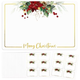 120pcs Christmas Gift Tags Stickers Sticky Labels Large Blank Xmas Name Tags for Presents Holiday (Poinsettia)