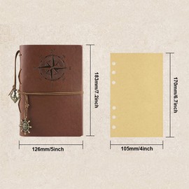 SagaSave PU Leather Pirate Anchors Spiral Journal Leather Journal Refillable Leather Travel Journal Beautifully Crafted Note Book Vintage A5 Writing Bound Journal for Men Women(Navy blue)