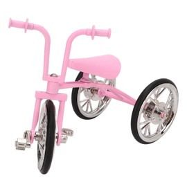 Pink Look Toy Tricycle Model Simulated Design Tricycle Ornament Wear Resistant Alloy DIY Toy Tricycle Ornament for Collect
