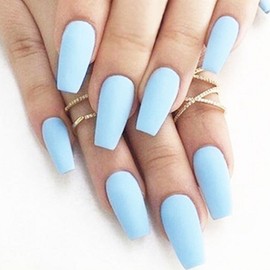 Market Sensitivity Matte One Color Nail Tips, 4 Pieces, Ballet Light Blue / 마켓감성 매트 원컬러 네일팁, 4개, 발레 라이트 블루