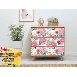 AutoGoody 3ft x 30ft Floral Flowers Wallpaper Vinyl Film Sticker Peel-and-Stick 36"x360" W