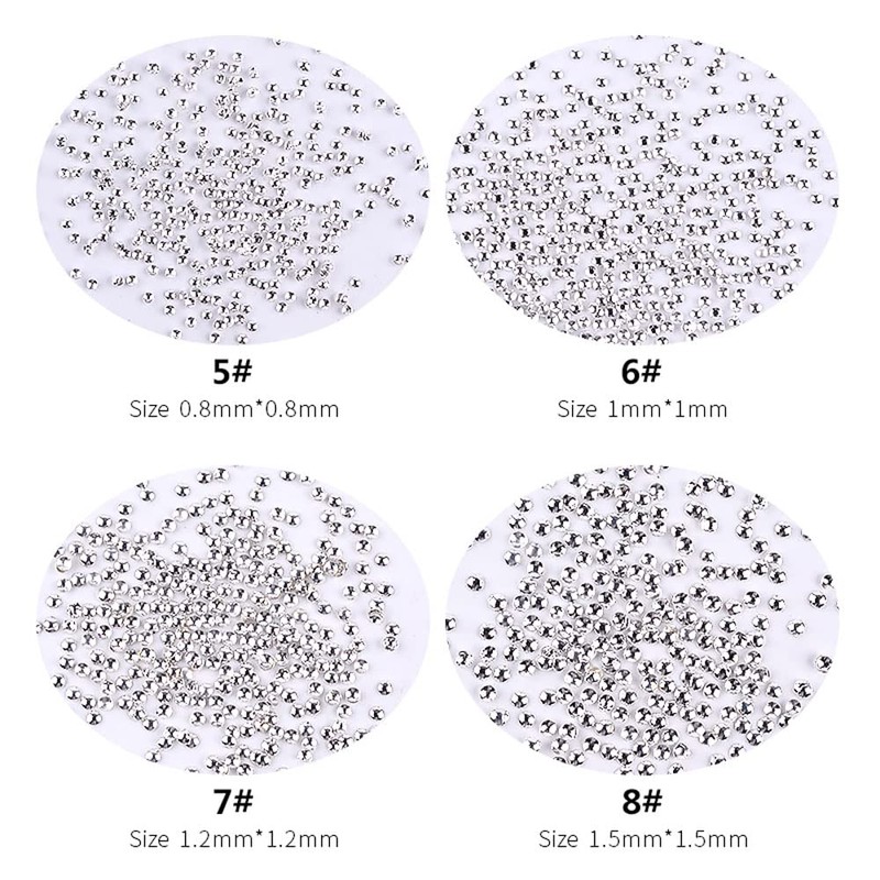 0.6mm 6Sizes Mini Small Stainless Steel Beads Nails Art Decorations