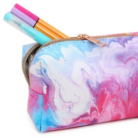 Fashion Stationery Pencil Case for Girls Aesthetic Pencil Case for Women Cute Marble Pencil Cases in Pink White Teal Green Kids Teenager Girl for School or Toiletery Make Up Bag for Ladies (Pink)