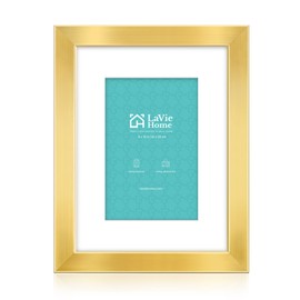 LaVie Home 8x10 Picture Frame Gold, 8 x 10 Frame with High Definition Plexiglass, Horizontal or Vertical Wall Wood Gallery Picture Frames Suitable for Picture Display, 1pc