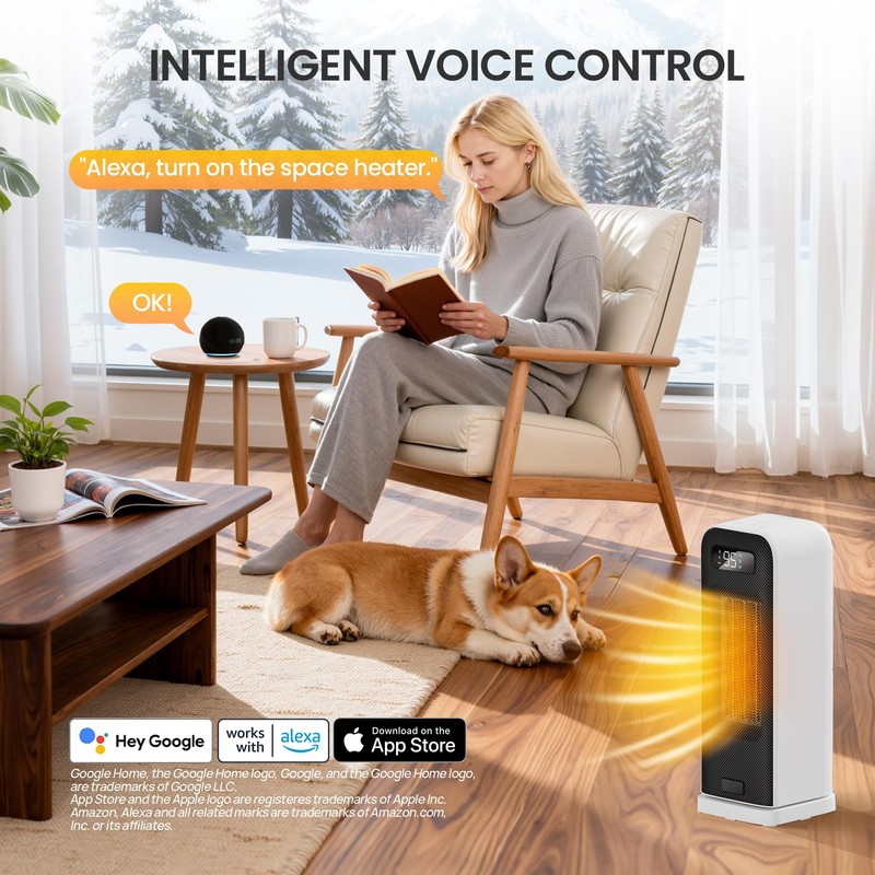Space Heater for Bedroom, Smart Electric Heater with WiFi and