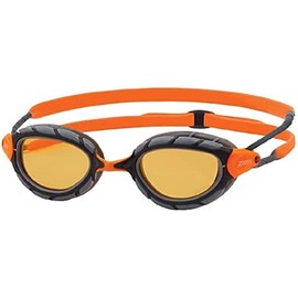 Zoggs Predator Polarized flex Goggles, UV Protection Swim Goggles, Quick Adjust Swim Goggle Straps, Fog Free Adult Swim Goggle Lenses, Goggle, Ultra Fit,Grey/Orange/Polarized Copper- Regular Fit