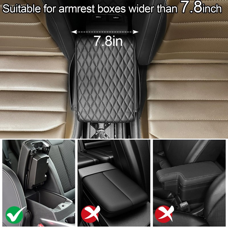 Leather Car Armrest Cover, Universal PU Leather Center Console Cushion