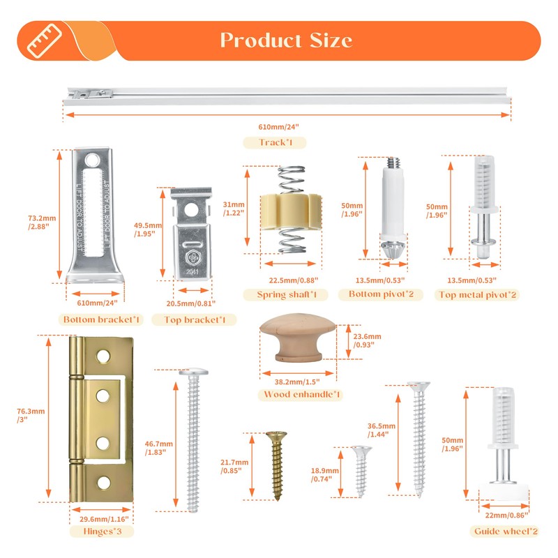 KOVOSCH 24-Inch Bifold Door Hardware Kit with Track, Closet Door
