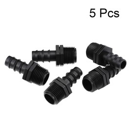 sourcing map Barb Drip Pipe Connector 1/2 BSPT Male Thread 16PE Hose Fitting for Garden Agricultural Irrigation System, Plastic 5pcs