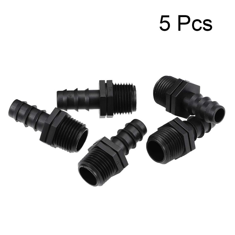 sourcing map Barb Drip Pipe Connector 1/2 BSPT Male Thread