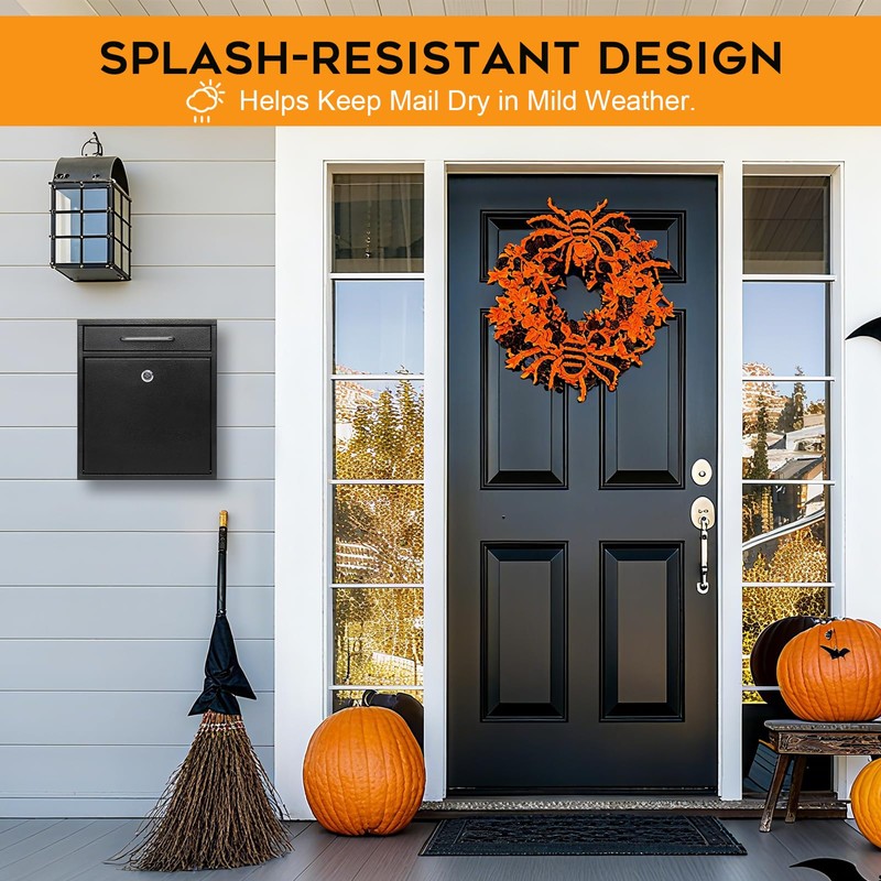 xydled Steel Mailbox Wall Mount, Medium Locking Mailbox with Key