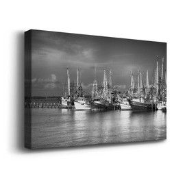 Renditions Gallery Vintage Wall Art Paintings & Prints Docked Shrimp Boats Canvas Artwork for Bedroom Dining Living Room Office Home Kitchen Wall Decor - 32"X48"