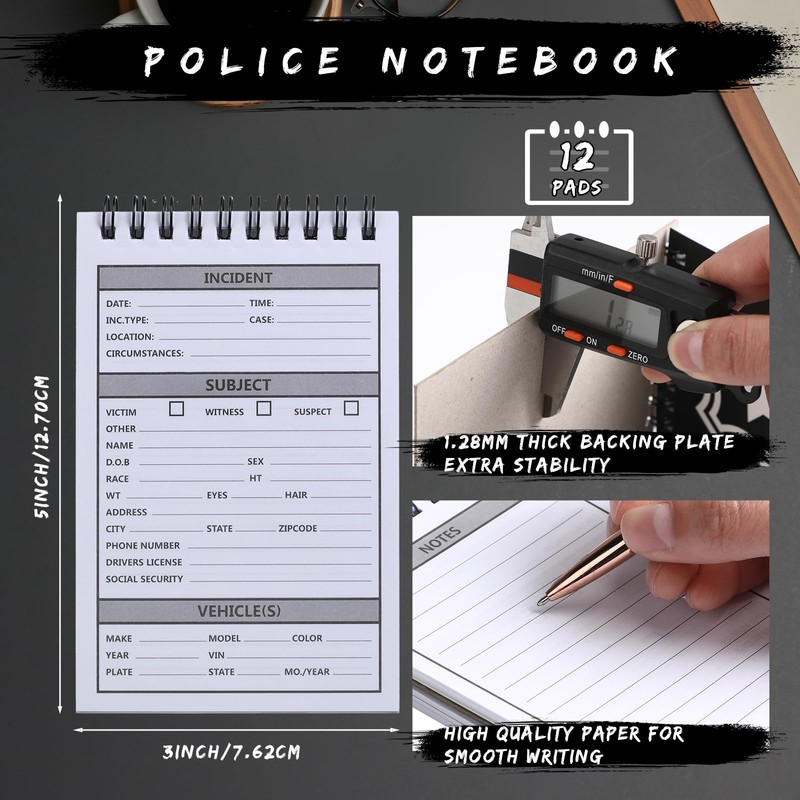 Teling 24 Pcs Public Safety Police Field Interview Notebook Report