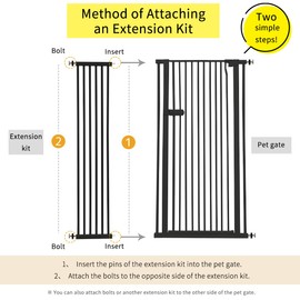 Lumizone Extra Tall Cat Gate Extension Kit 55.12" High Pressure Mounted 2025 New 12.60" Extra Wide 1.37" Gap No Drilling Tall Pet Gate for Dogs (Black, 12.60"/32cm, Extension)