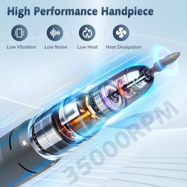 HoMove Professional Nail Drill Machine, HoMove 35000RPM Portable Nail Drill, Rechargeable Efile Nail Drill, Low Heat Electric Nail File for Acrylic Gel Nails