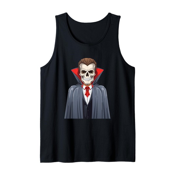 Funny Spooky Dracula Skeleton Costume Vampire Graphic Tank Top
