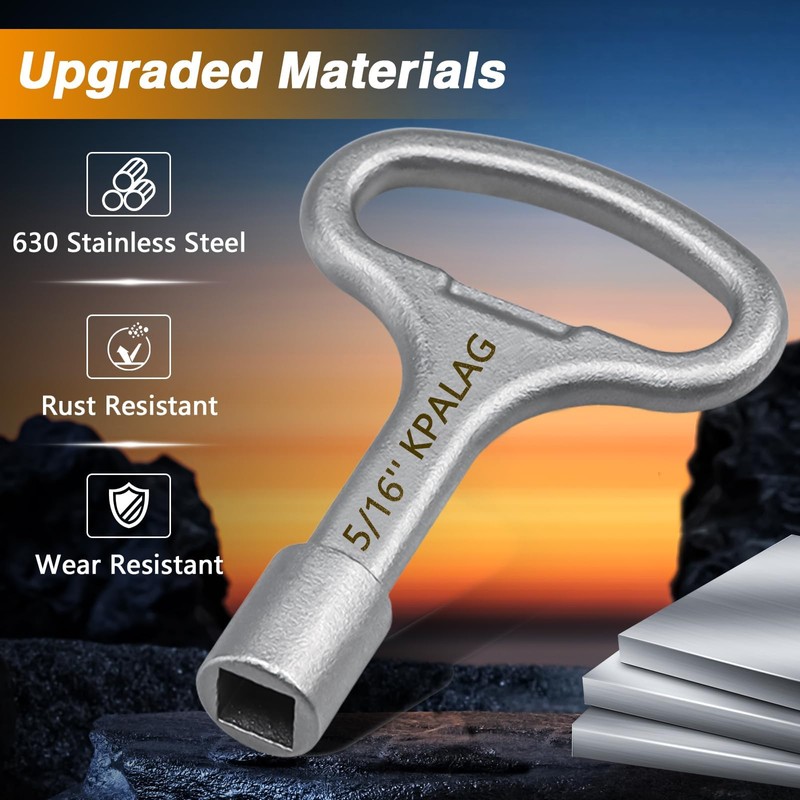 KPALAG Upgraded Stainless Steel 5/16'' Square Hydrant Key, Sillcock Water