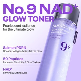 numbuzin No.9 NAD+ Salmon PDRN Glow Boosting Toner, Hydrating & Firming Toner for Wrinkles, Fine Lines & Dull Skin, Peptides & Salmon PDRN for Radiance, Korean Skincare 5.07 fl oz
