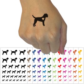 Border Terrier Dog with Heart Temporary Tattoo Water Resistant Fake Body Art Set Collection - Light Pink (One Sheet)