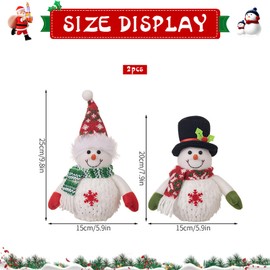 Snowman Christmas Decoration Indoor, Pack of 2 Gnome Christmas, Snowman Decoration with LED Light, Christmas Decoration Indoor, Snowman Christmas Decorations, LED Snowman Figure, for Christmas Table