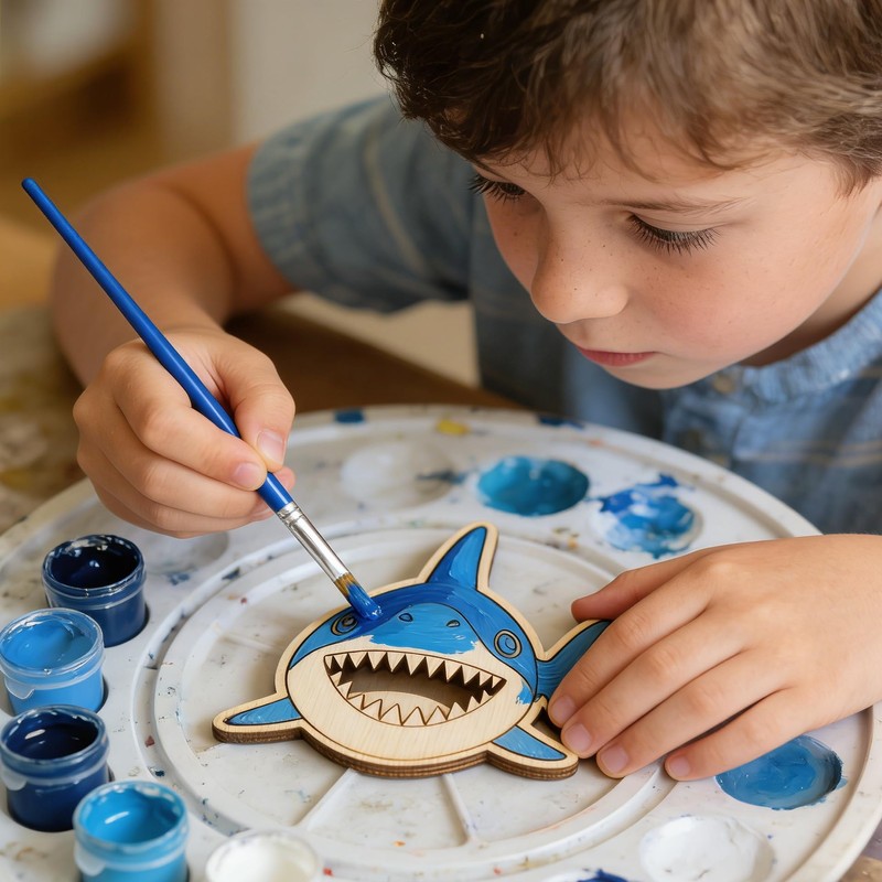 Xvvti 12PCS Shark Party Favors - DIY Shark Wood Painting