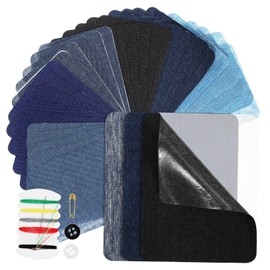 OSALADI 30pcs Cotton Iron Patches for Jeans Repair Durable No Sew Fabric Mending Patches for Concealing Stains Clothes and Skirts