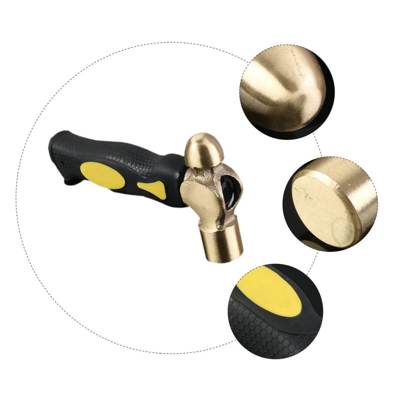 TEHAUX Handle Brass Stamping Hammer Jewelry Making Tool with Round