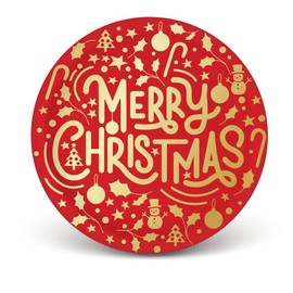 Whaline Merry Christmas Paper Plate Red Gold Foil Dinner Plate Xmas 9 inch Disposable Plate for Winter Party Supplies Table Decor, 24Pcs