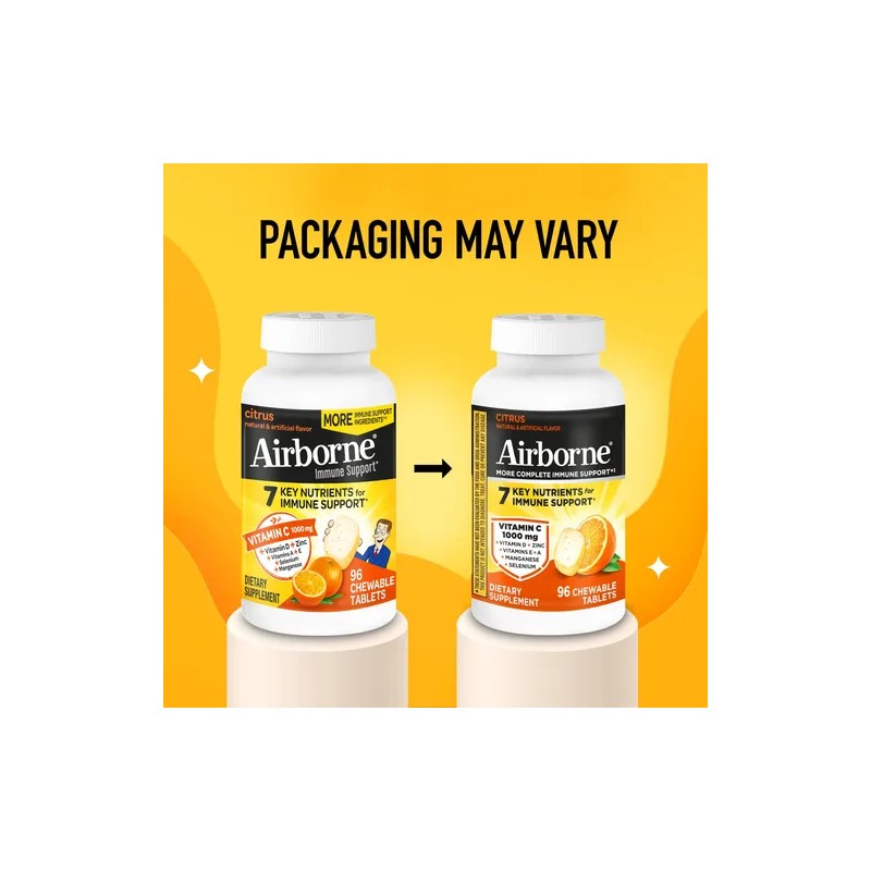 Airborne Vitamina 1000mg Masticables Zinc Tabletas