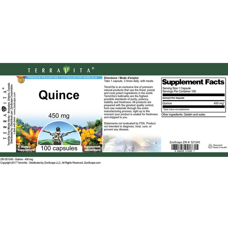 Quince - 450 mg (100 Capsules, ZIN: 521240)