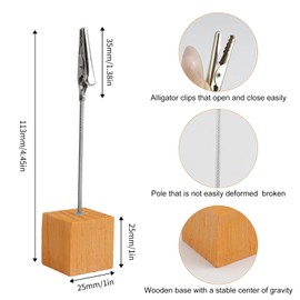 JINGIHE 20pcs Cube Base Table Number Holders, Wood Memo Clips Holder with Alligator Clip, Colorful Sticky Note Stand for Displaying Wedding Name Sign Place Card Photo Picture Menu