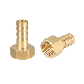 sourcing map Brass Barbed Pipe Plug Adaptor 10 mm Barbed x 1/4 Inch G Socket Pipe Pack of 2