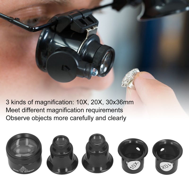 5 Pcs Monocular Magnifier 10X 20X 30X 30x36mm Multifunctional Light