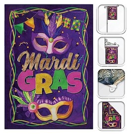 Mardi Gras Carnival Garden Flag 12x18in Cute Novelty Yard Flag Mardi Gras Flag